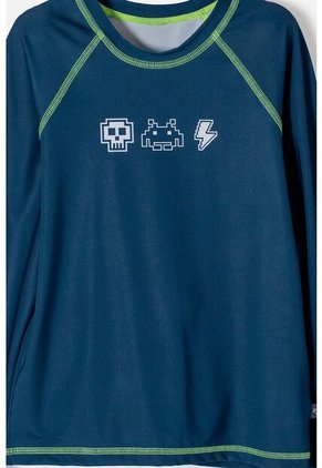 Camiseta De Baño Mic Azul Oscura Manga Larga Para Niño 12