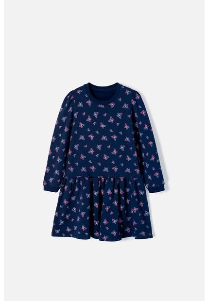 Vestido De Mic Manga Larga Azul Para Niña 8