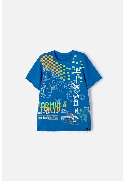 Camiseta Mic Azul Estampada En Frente Para Niño 10