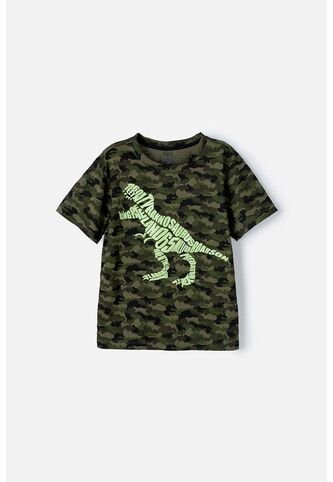 Camiseta Mic Manga Corta Verde Militar Para Niño 8 MARCA MIC