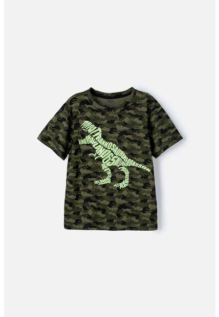 Camiseta Mic Manga Corta Verde Militar Para Niño 8