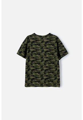 Camiseta Mic Manga Corta Verde Militar Para Niño 8