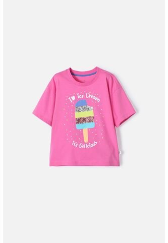 Camiseta Mic Rosada Con Bordado En Lentejuelas Para Niña 8 MARCA MIC