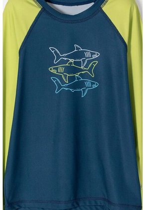 Camiseta De Baño De Mic Azul Y Verde Para Niño 14