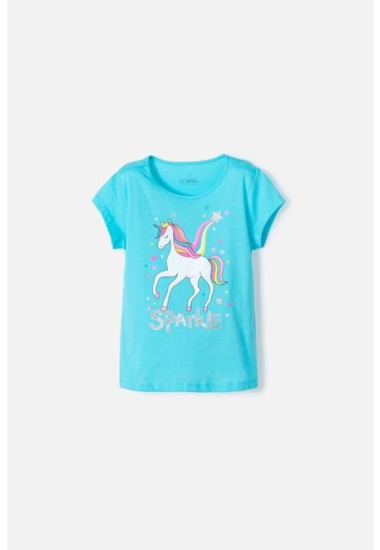 Camiseta De Mic Manga Corta Azul Para Niña 6