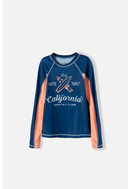 Camiseta De Baño Mic Manga Larga Azul Para Niño 10