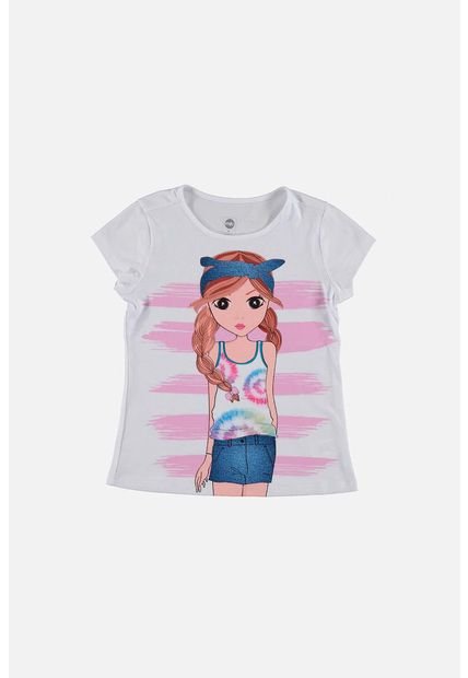 Camiseta De Mic Manga Corta Blanco Para Niña 10