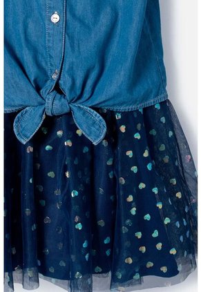Vestido De Mic Con Falda En Tull Azul Para Niña 12