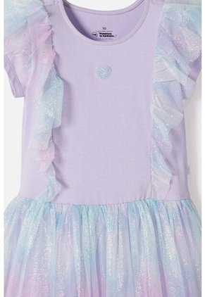 Vestido De Mic Con Falda En Tull Morado Para Niña 4