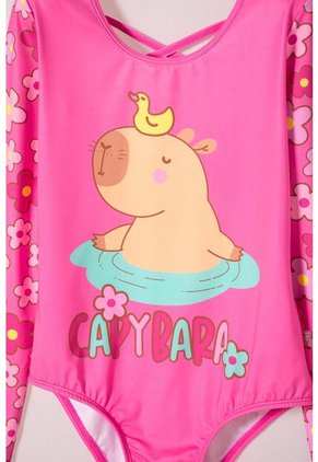 Vestido De Baño De Mic Manga Larga Rosado Para Niña 4