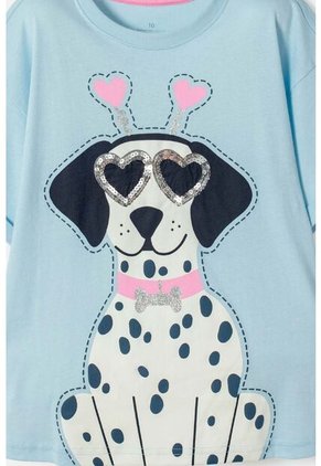 Camiseta De Mic Manga Corta Azul Para Niña 8