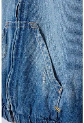 Chaqueta Mic En Denim Azul Medio Con Apliques De Estrellas Para Niña 4