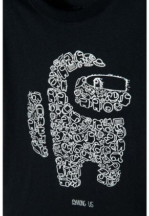 Camiseta De Among Us Manga Corta Negro Para Niño XL