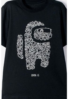 Camiseta De Among Us Manga Corta Negro Para Niño XL