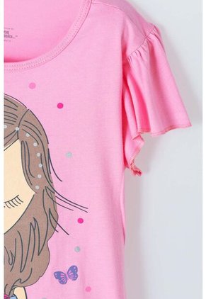 Camiseta De Mic Manga Corta Rosada Para Niña 10