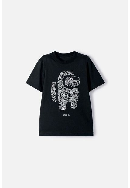 Camiseta De Among Us Manga Corta Negro Para Niño M