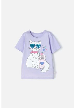 Camiseta De Mic Manga Corta Lila Para Niña 12