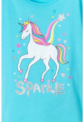 Camiseta De Mic Manga Corta Azul Para Niña 8