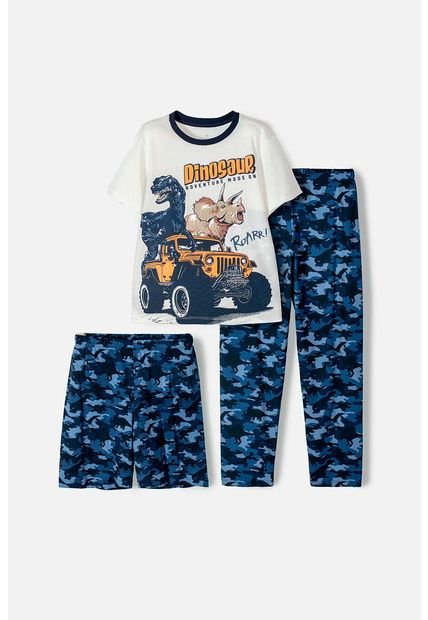 Pijama De Mic Con Pantalón Largo Azul Y Marfil Para Niño 4