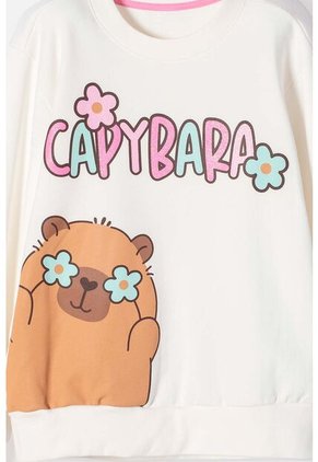 Buzo De Capybara Marfil De Diseño Cerrado Para Niña 6