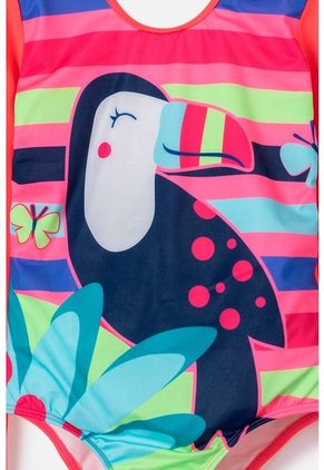 Vestido De Baño Mic Manga Larga Entero Multicolor Para Niña 10