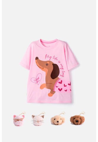 Camiseta De Mic Manga Corta Rosado Para Niña 8 MARCA MIC