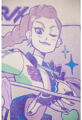 Camiseta De K- Pop Demon Hunters Manga Corta Marfil Para Niña