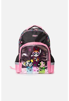 Morral De Chicas Superpoderosas 16.5" Rosado Y Negro Para Niña