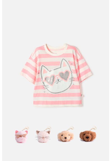 Camiseta De Mic Manga Corta Marfil Para Niña 8