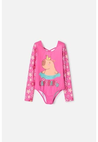 Vestido De Baño De Mic Manga Larga Rosado Para Niña 4 MARCA MIC