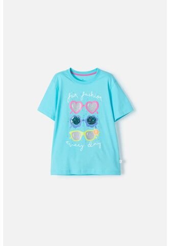 Camiseta Mic Azul Manga Corta Para Niña 4 MARCA MIC