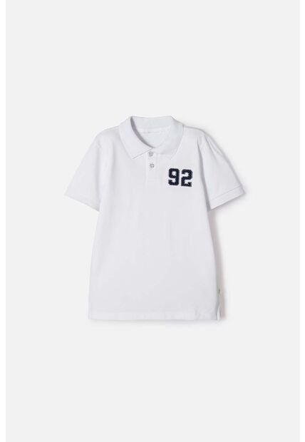 Camiseta Tipo Polo Mic Blanco Para Niño 6