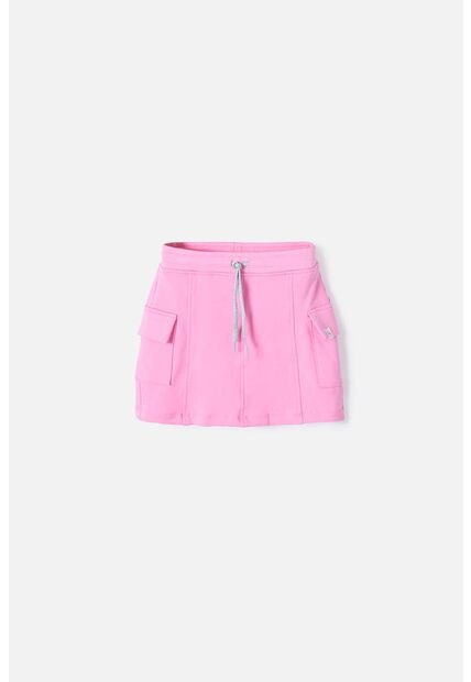 Falda De Mic Con Bolsillos Rosada Para Niña 4