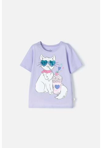 Camiseta De Mic Manga Corta Lila Para Niña 12 MARCA MIC