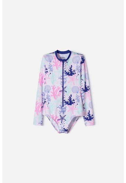 Vestido De Baño Mic Manga Larga Morado Para Niña 4