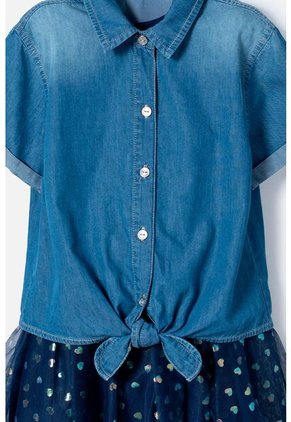 Vestido De Mic Con Falda En Tull Azul Para Niña 4