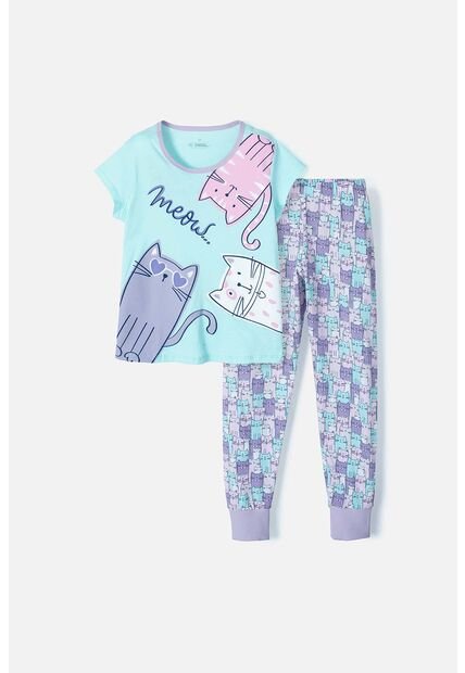 Pijama De Mic Con Pantalón Largo Azul Y Morada Para Niña 4
