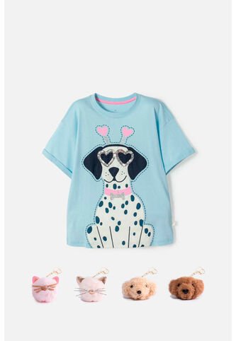 Camiseta De Mic Manga Corta Azul Para Niña 12 MARCA MIC