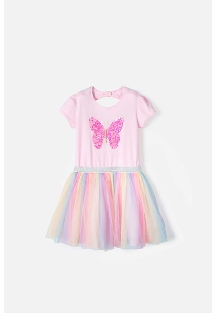 Vestido De Mic Con Aplique De Lentejuelas Multicolor Para Niña 4