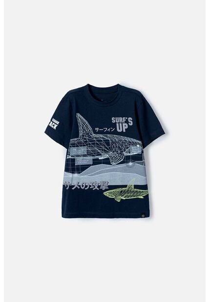 Camiseta Mic Azul Oscuro Manga Corta Para Niño 12