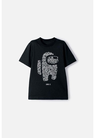Camiseta De Among Us Manga Corta Negro Para Niño L MARCA MIC