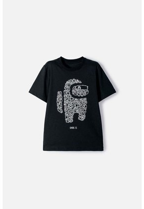 Camiseta De Among Us Manga Corta Negro Para Niño L