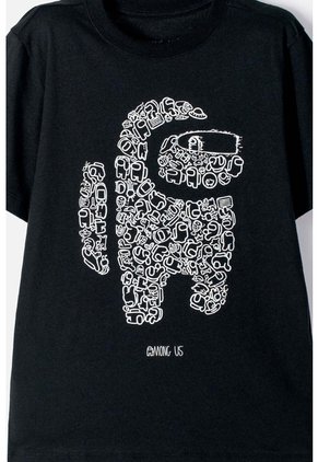 Camiseta De Among Us Manga Corta Negro Para Niño L