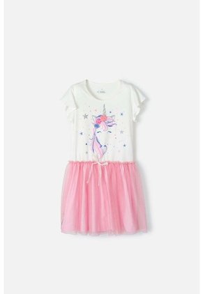 Vestido De Mic  Manga Corta Rosado Para Niña 8