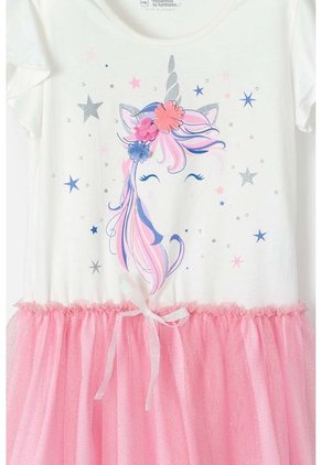 Vestido De Mic  Manga Corta Rosado Para Niña 8