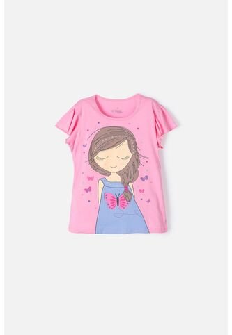 Camiseta De Mic Manga Corta Rosada Para Niña 6 MARCA MIC