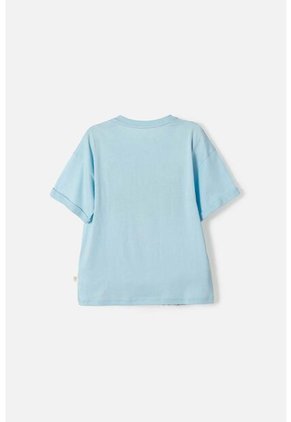 Camiseta De Mic Manga Corta Azul Para Niña 14