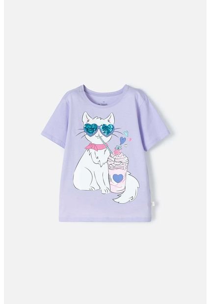 Camiseta De Mic Manga Corta Lila Para Niña 12