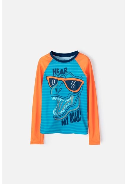 Camiseta De Baño Mic  Manga Larga Azul Y Naranja Para Niño 6