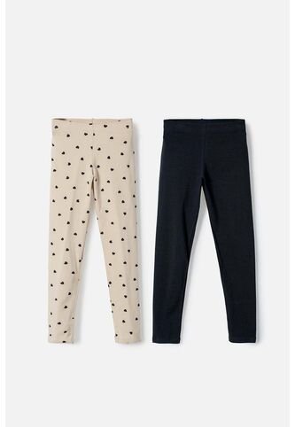 Pack X2 Leggins De Mic Caqui Y Negro Para Niña 6 MARCA MIC